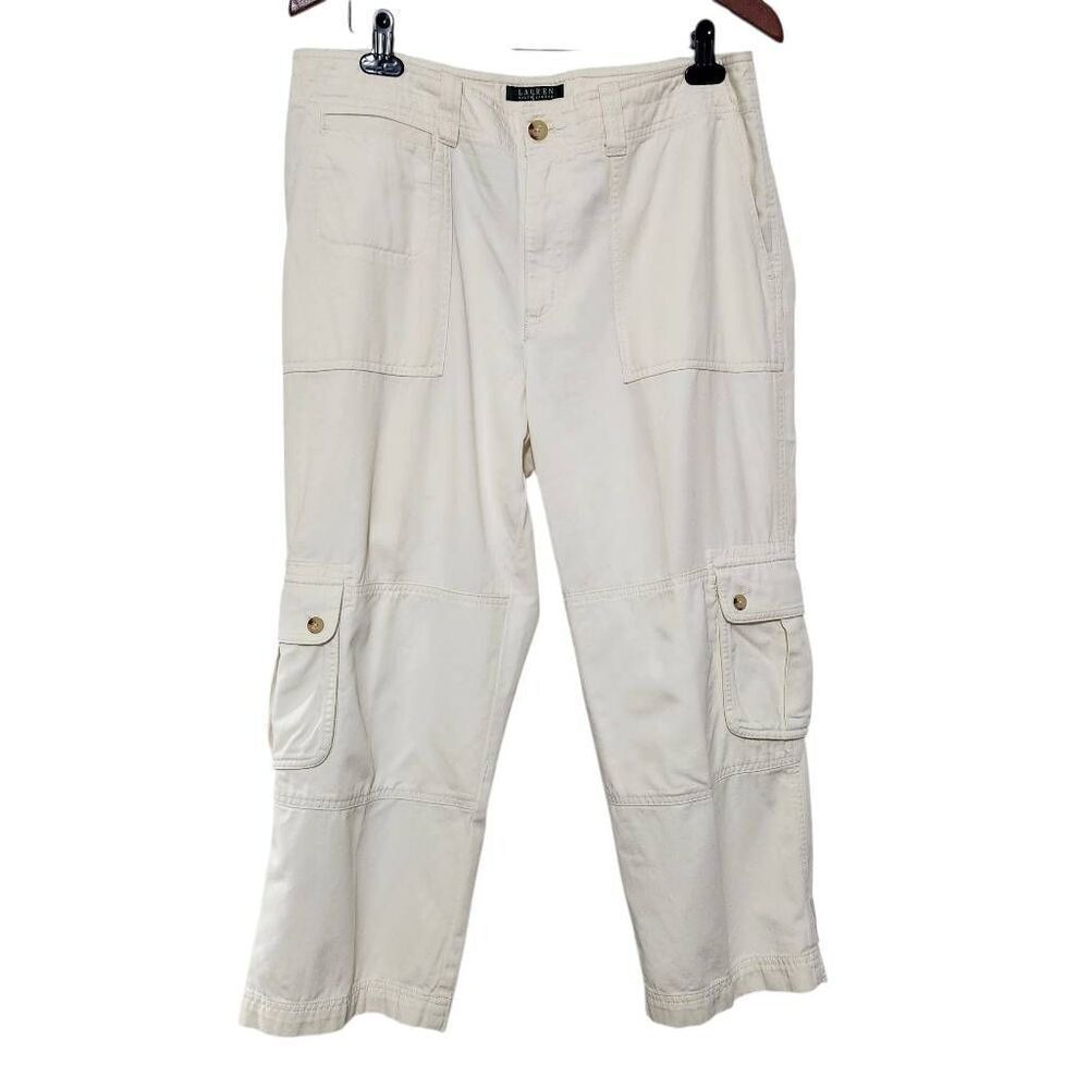 Lauren by Ralph Lauren crop cargo pants creamy white Size 12